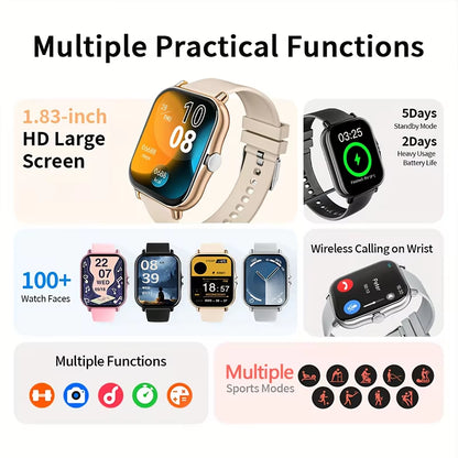 2025 New Smart Watch Bluetooth Call Message Reminder Man Woman Gift Full Touch Screen Sports Fitness Smart Watch